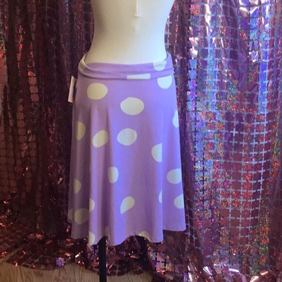 LULAROE AZURE skirt in purple & white polka dots, size medium - Picture 10 of 12